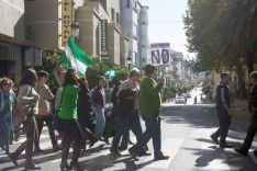 Los manifestantes cortaron al tráfico durante unos minutos la avenida Virgen de la Paz. // CharryTV